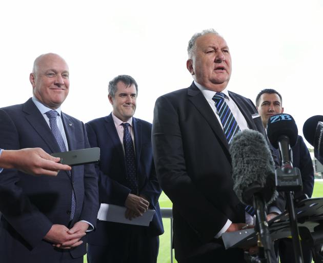 (From left) Prime Minister Christopher Luxon, RMA Reform Minister Chris Bishop and Transport...