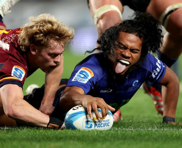 Taufa Funaki of the Blues scores his sides's sixth try. Photo: Getty Images