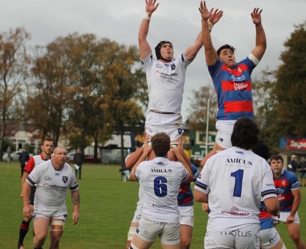 HSOB lock Vinnie O’Connell leaps high to compete for the ball. PHOTO: ELLA SUGRUE