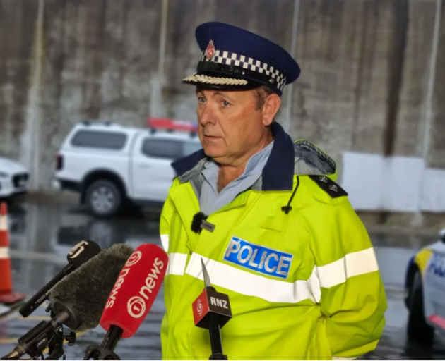 Inspector Jeff Panno speaks to media following a crash that killed five people near Te Awamutu....