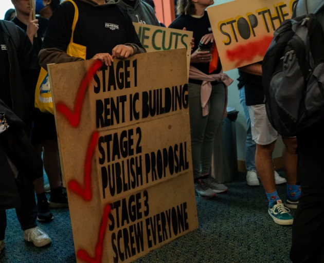 Students made their views clear at a forum in Albany this week. Photo: Supplied / Niklas Polzer