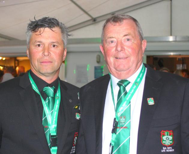 Celebrating the Riverton Rugby Club’s 150th jubilee on Saturday are president Rodney Lonneker ...