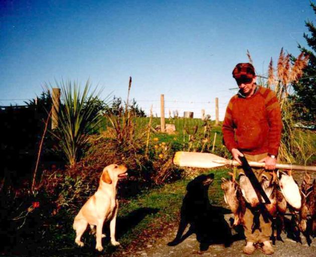 Above and right: Mosgiel duck-shooter Colin Huddleston with his hauls from past seasons in the...