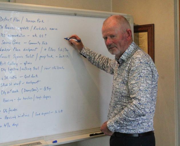 Nobby Clark in June last year with his ‘to-do’ list until the end of the term. PHOTO: LUISA GIRAO