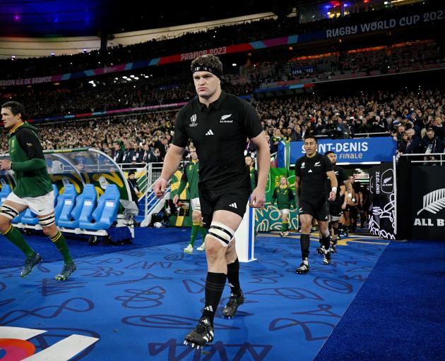 Scott Barrett runs out at last year's World Cup final in Paris. Photo: Getty Images