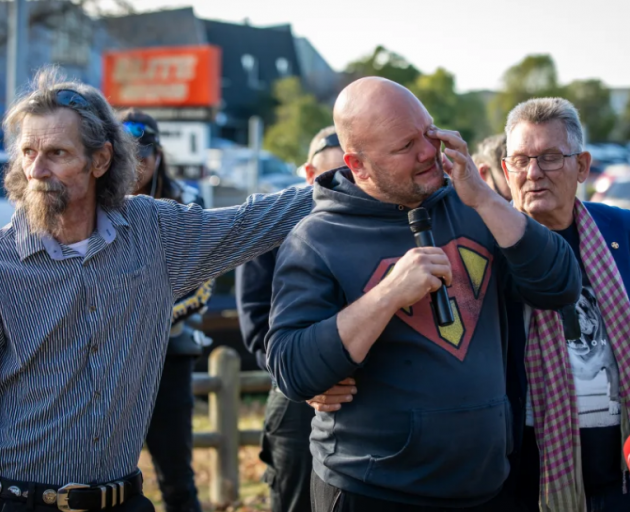 Hanz Freller, (centre) with advocate Ken Clearwater (right), and fellow survivor Peter Wall (left...