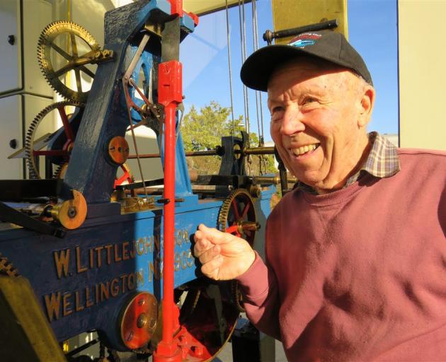 Trevor Cullimore, 82, tinkering with the mechanisms of the Ashburton clock tower. Photo: Supplied