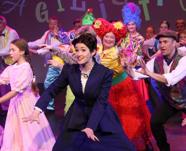 West Otago Theatrical Society’s Mary Poppins (Kayla Wilcox) capers with Jane Banks (Carter...