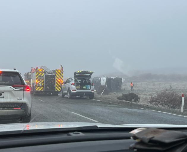 Emergency services at the second bus crash near Lake Pukaki. Photo: Supplied 