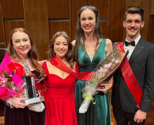 Winners at the Christchurch Vocal Competition are (from left) Olivia Pike (first place), Sarah...