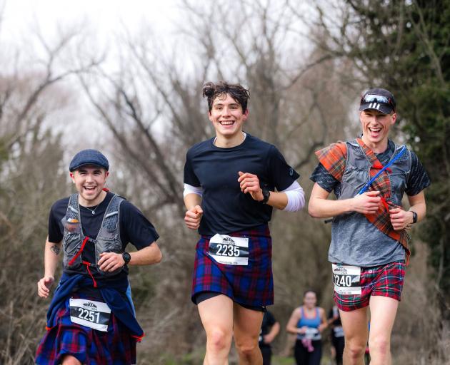 Coming from Christchurch to take part in the Mackenzie Half Marathon are (from left) Myles...