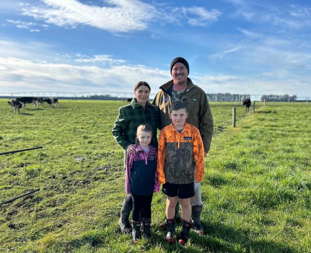 Bronya and Shane Wainwright and their children Lleyton, 8, and Ava, 6, celebrate their Halter...