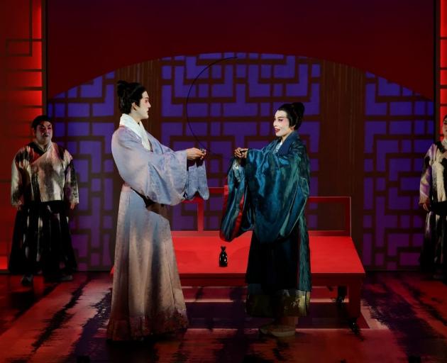 Arrowtown opera singer Austin Haynes, left, performs in The Butterfly Lovers in Singapore last...