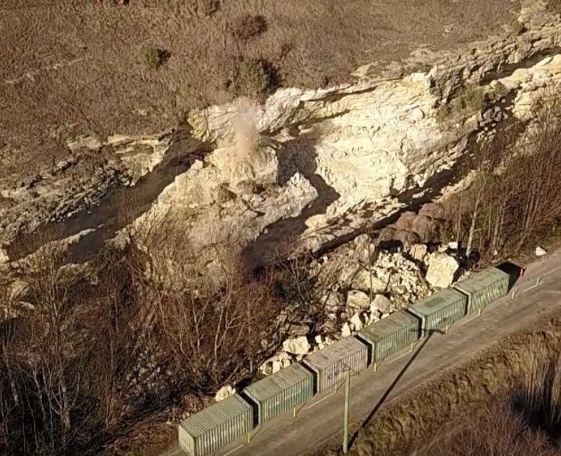 The section of bluff that was blasted on the Livingston-Duntroon Rd. PHOTO: DAMIEN MCNAMARA