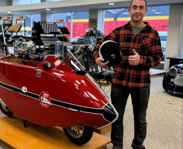 E Hayes store displays the Indian "Scoot" bike inspired by Burt Munro and built by Jeff Cameron,...
