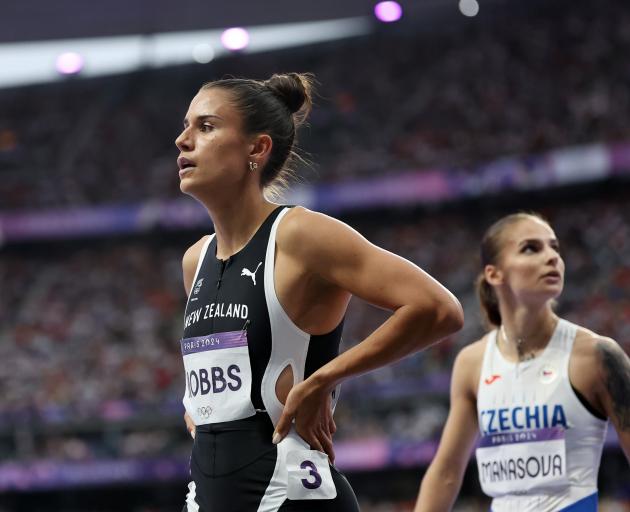 A disappointed Zoe Hobbs after her sixth place in the women's 100m semifinal in Paris. Photo:...