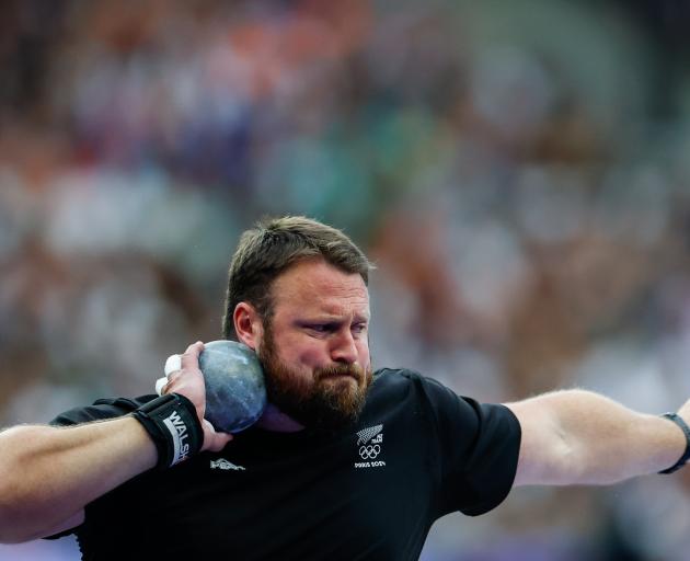 Tom Walsh in the shot put final this morning. Photo: Getty Images