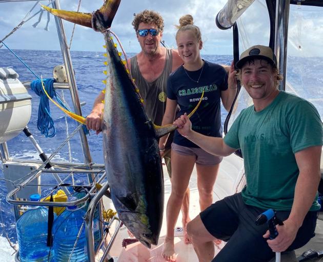 Catch of the day . . .Rosa Herlihy displays the 70kg yellowfin tuna she caught sailing between...