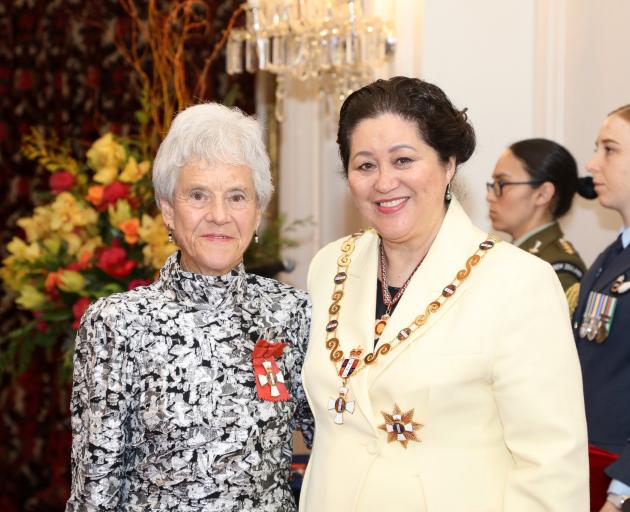 Mary Lee (left), of Wānaka, was invested by Governor-General Dame Cindy Kiro as a Companion of...