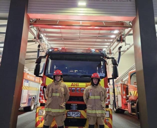 Queenstown volunteer fireys Chris Lindop, left, and Jesse Johnston are two of a four-strong...