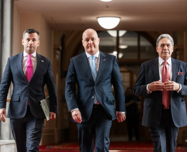ACT leader David Seymour (left), National's Christopher Luxon and NZ First leader Winston Peters....