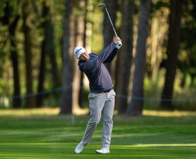 Ben Campbell plays his approach shot on the 15th hole during the International Series England...