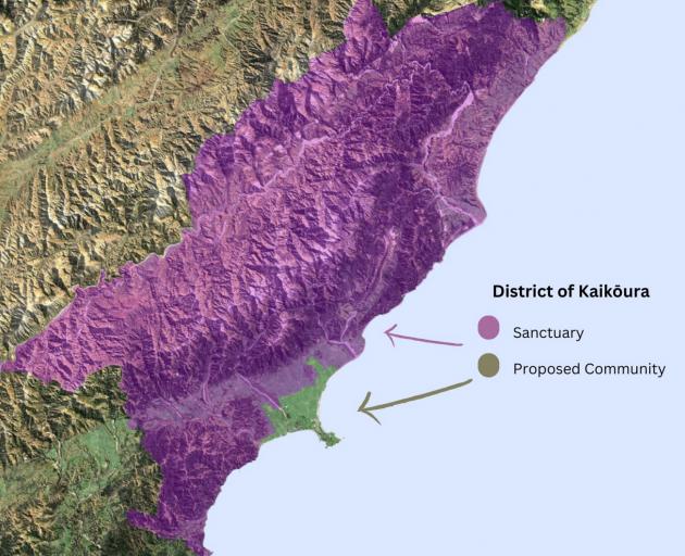 A map showing the boundary of the proposed Kaikōura international dark sky sanctuary and the...