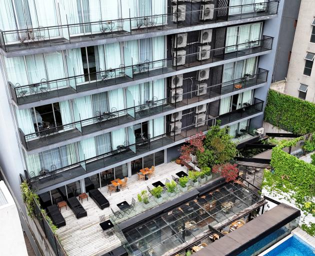 A drone view shows the hotel where Liam Payne, former One Direction band member, was found dead...