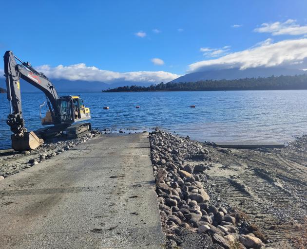 Work is under way on a new boat ramp at Lake Te Anau. PHOTO: SUPPLIED