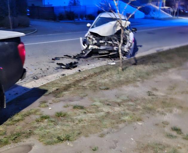 This car was written off after ploughing into a truck which was also written off. PHOTO: SUPPLIED