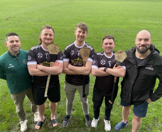 From left, sponsor Declan ‘Diesel’ Malone, players Kieran Moynihan, Conleth McLarnon and Niall...