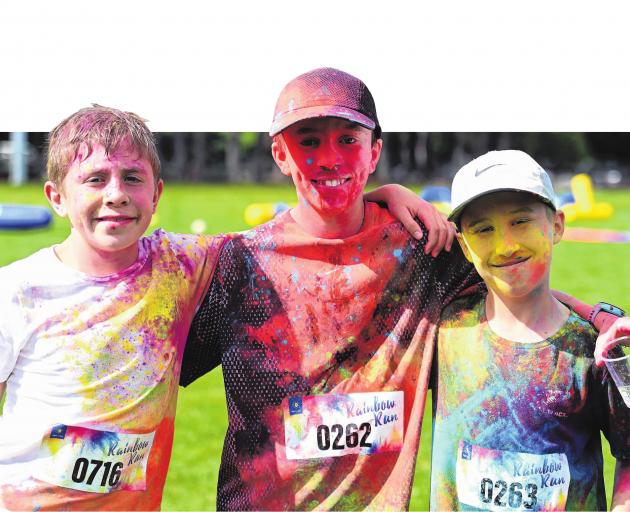 Participants in the Rainbow Run at Logan Park in Dunedin yesterday included (from left) George...