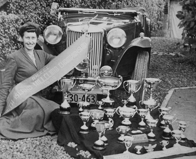 Sybil Lupp with some of the silverware she won in car racing around the country. PHOTO: SUPPLIED