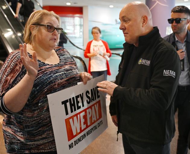 Rebecca Young confronts Christopher Luxon over suggested changes to the new Dunedin hospital...