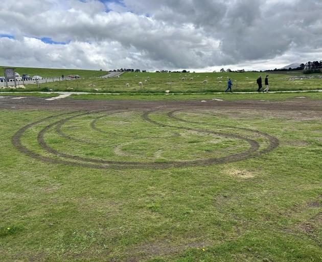 A truck ripped up the grass in the carpark at the Elephant Rocks at the weekend. PHOTOS: SUPPLIED