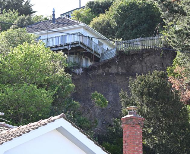 A landslip accrued below this property on Friday morning threatening houses below. PHOTOS: GERARD...