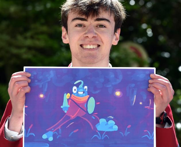 Trinity Catholic College student Tom Davis holds a frame of his animation that won him the Future...