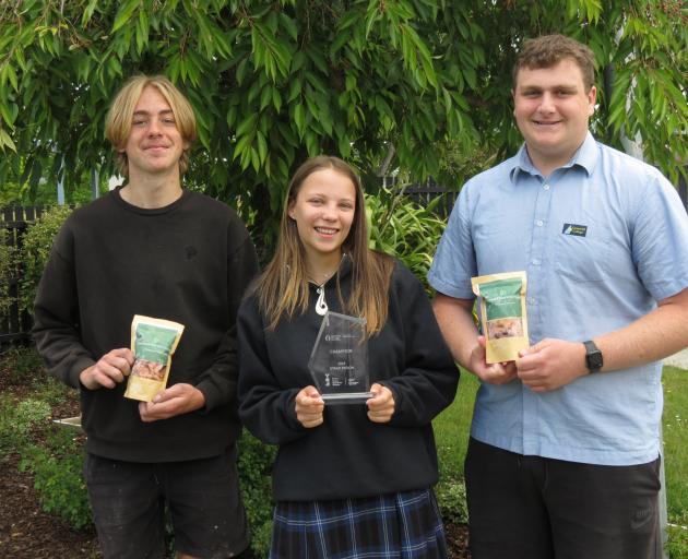 Celebrating their win at the Otago Regional Young Enterprise awards are Cromwell College pupils ...