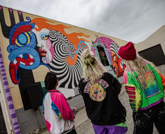 Dreamgirl Collective artists (from left) Miriama Grace Smith, Xoe Hall and Gina Kiel check out...