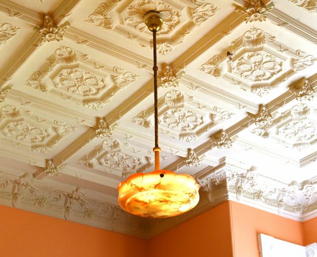 Ornate plaster ceilings are found throughout the house.