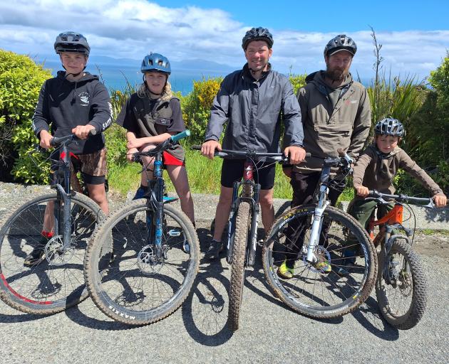 Enjoying the new adventure park at Bluff at the opening last Saturday are (from left) Diesel Ross...
