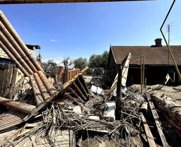 A view of destroyed materials after the destruction of the Kakhovka hydroelectric power station...