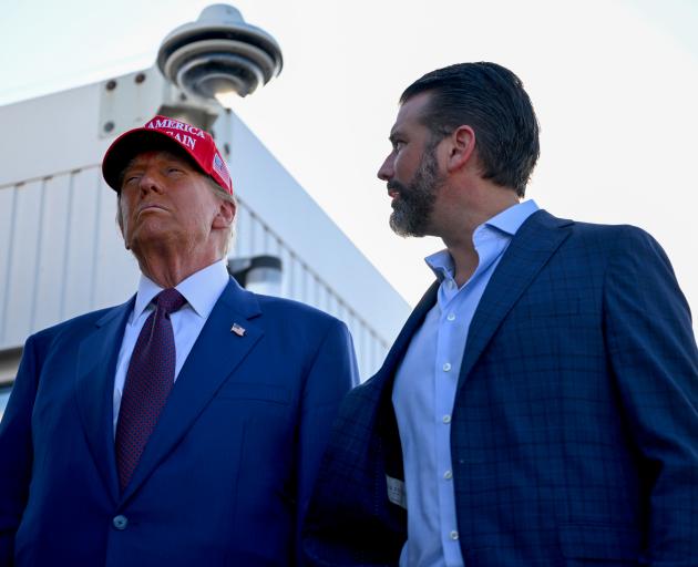 Donald Trump and his son, Donald Trump Jr, at a recent SpaceX rocket launch in Texas. Photo:...