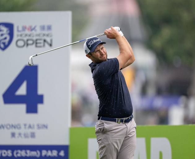 Ben Campbell tees off on the fourth hole during the final round of the Hong Kong Open. PHOTO:...