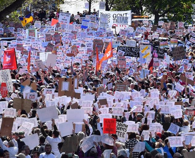 The Save Dunedin Hospital protest in September. PHOTO: STEPHEN JAQUIERY