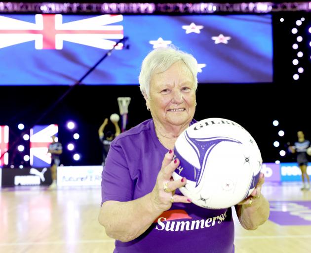 Jan Hefford won a competition to deliver the ball for the Silver Ferns’ Constellation Cup game...