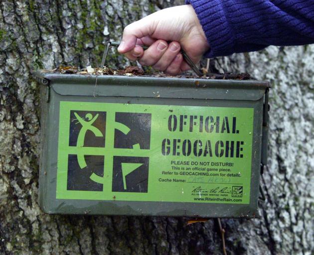A geocache in Sterling, Virginia, the United States.