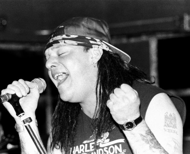 British heavy metal singer Paul Di'Anno, of the group Paul Di'Anno's Killers, during a rehearsal...