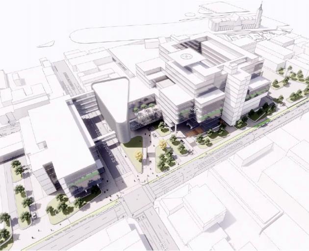 An early architectural drawing from 2020 of the proposed new Dunedin hospital campus. IMAGE:...