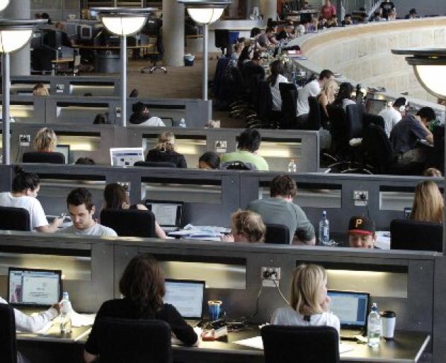 University of Otago students in the Information Services building as they prepare for end of year...